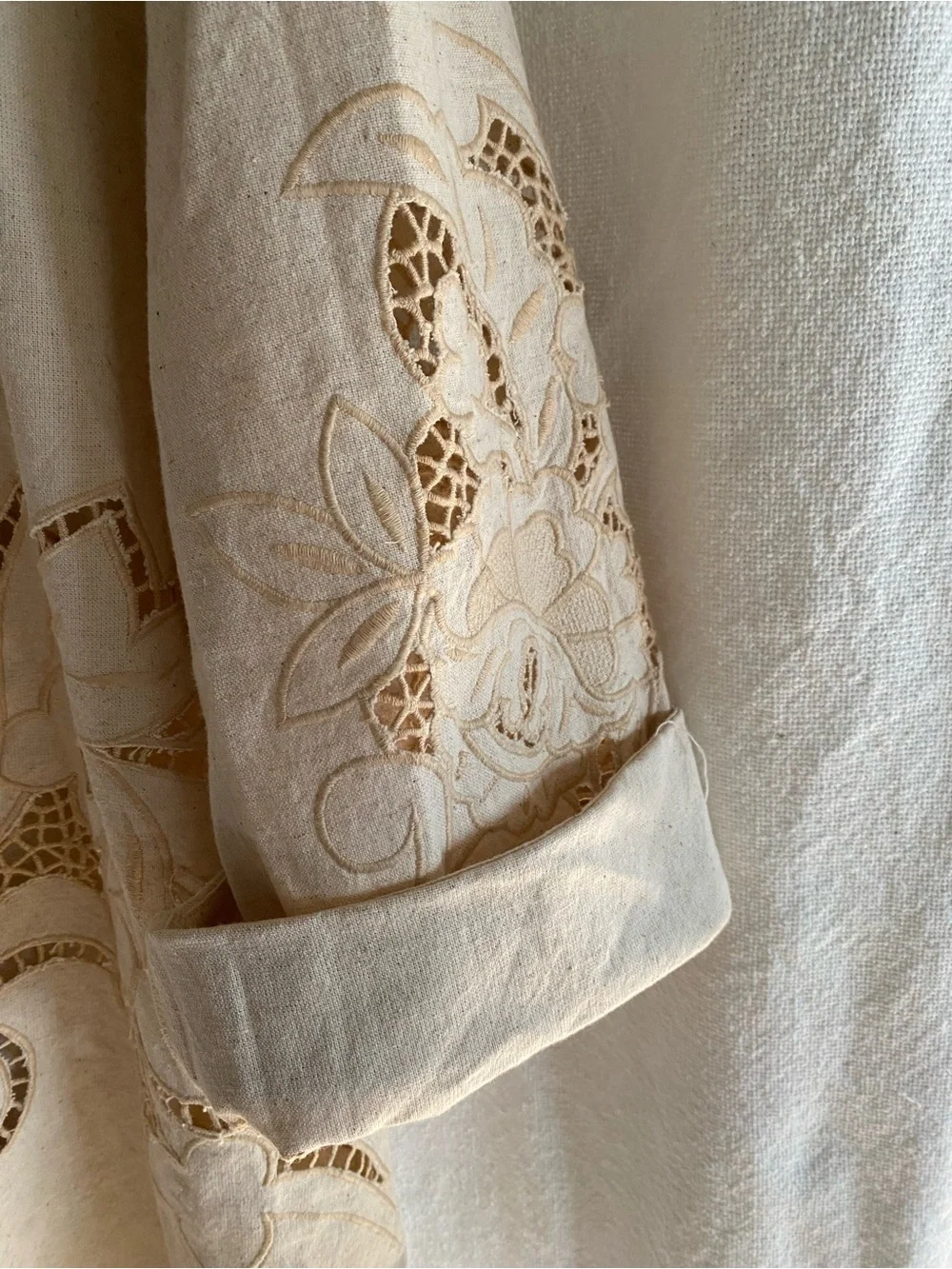 Anthropologie Avec Les Filles Cutwork Linen  Trench Coat/Duster Size Large NWT - Picture 6 of 12